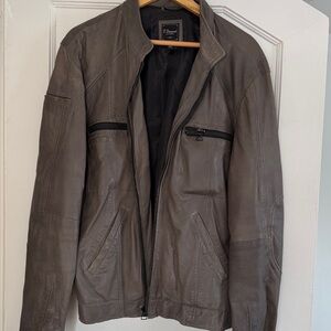7 Diamonds Men’s Gray Leather Jacket 2xl